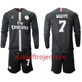 Paris Saint-Germain Fodboldtrøjer MBAPPE 7 Jodan Sort Børn 3. sæt 2018/19 Langærmet